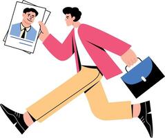 A flat style illustration showing a character being late vector