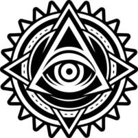 A solid style icon of watcher eye tattoo vector