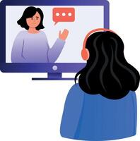 A flat style illustration showing an online teacher giving lecture vector