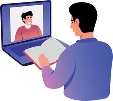 A flat style illustration showing a student taking notes vector