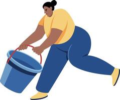 A flat style illustration showing a character carrying bucket vector