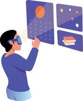 A flat style illustration showing a vr education technology vector