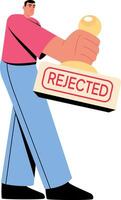 Flat style illustration showing a character holding a rejected stamp vector