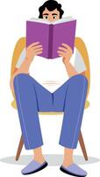Flat style illustration showing a reading character vector