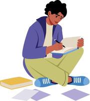 Flat style illustration showing a character casually scribbling thoughts vector