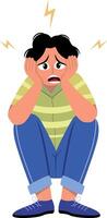 A flat style illustration showing a scared person vector