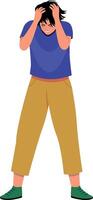 Flat style illustration depicting a character dealing with ptsd vector