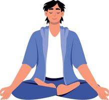 A flat style illustration showing a character doing yoga vector