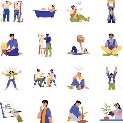 Collection of Mental Health Art Illustrations