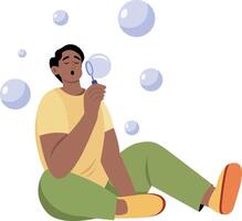 Flat style illustration depicting a character blowing bubbles vector