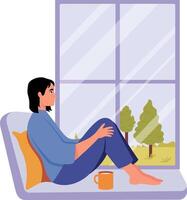 Flat style illustration depicting a character in deep thought vector
