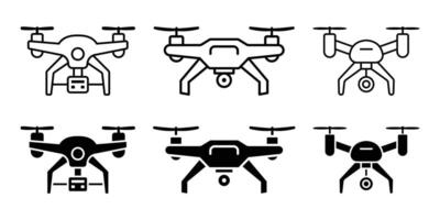 drone icon set black color vector