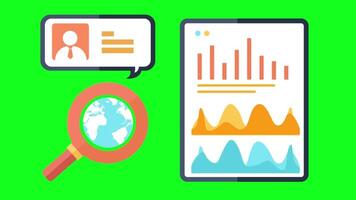 SEO Analytics Digital Marketing Web Traffic Data Insights animated illustrations with green screen background video