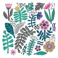 Abstract Plant Elements Set in Matisse Style vector