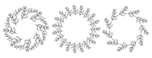 Set of Wreath of Scribble Doodle Branches vector