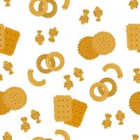 Seamless Pattern with Crackers and Bagels On White vector