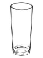 Tall empty Glass illustrated in vintage engraving style. Linear drawing of Tumbler for drink, beverage, and citrus compositions. Outline engraving of drinkware for cookbook or menu design. vector