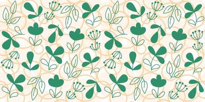 Pattern of flowers, circles, drops, bubbles. Random lines, strokes, contours. Abstract plants, leaves, abstract seamless texture, repeating background. vector