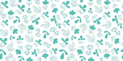 Pattern simple flowers, plants, leaves, branches. seamless texture, repeating natural background. vector