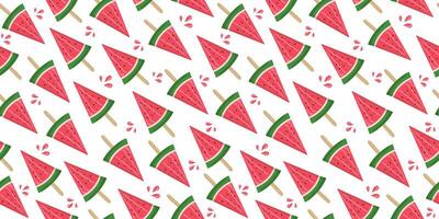 Watermelon, ice cream. Seamless pattern, hand drawn watermelon, natural food. Simple pattern, doodle. Slices of juicy watermelon. Repetitive summer background. vector