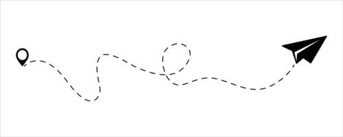 Illustration of a Paper Airplane with a Dotted Path vector