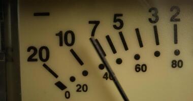 Movement of the arrow on the sound level meter, close-up. Recording Studio - Movement photo