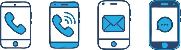 Mobile Communication Icons Set Phone, Message, Email vector