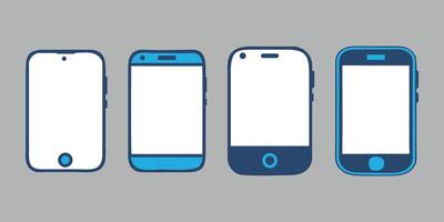 Set of Mobile Phone Icons Flat Smartphone Illustrations on Gray Background vector