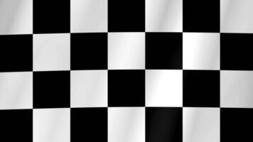 Looping checkered flag animation in black and white with smooth waving motion. Ideal racing background or dynamic sports themed video