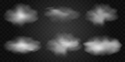 set of translucent clouds, foggy background vector