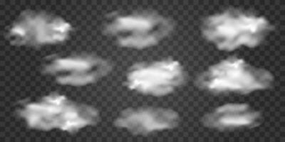 set of translucent clouds, smoke background vector