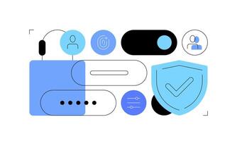 Cyber security. User profile and data protection. Loginning process vector