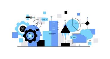 High tech. Digital age. Modern technologies and innovations vector