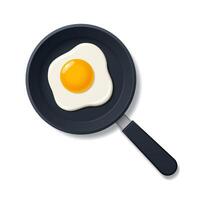 Frying eggs in a frying pan with a top view. vector