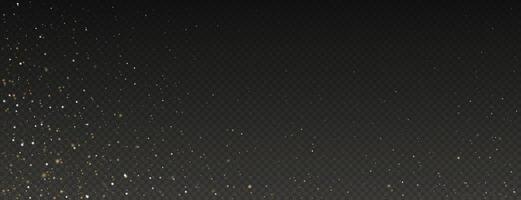 Gold glitter dust with stars and gold glitter effect on dark grey background. Empty free space for your text. vector