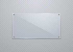 Realistic empty transparent glass or plastic frame hanging on the wall is isolated on a light background. vector