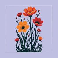 Elegant illustration with elements of floristics and wild flowers vector