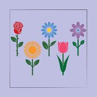 Colorful illustration of different spring flowers on a pastel background vector