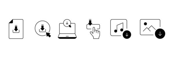 Set of Download icon collection. Download file, cloud storage, web button. vector