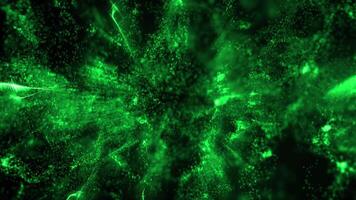 verde bokeh luzes crio uma brilhante, profundo e futurista espaço atmosfera. video