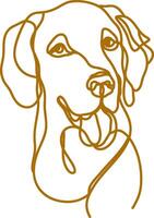Minimalistic one line drawing of a dog in brown color. Continuous line art style illustration, perfect for pet-related designs, posters, or modern decor. vector