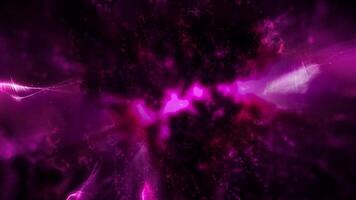 Purple bokeh lights create a bright, deep and futuristic space atmosphere. video