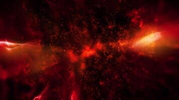 Red bokeh lights create a bright, deep and futuristic space atmosphere. video