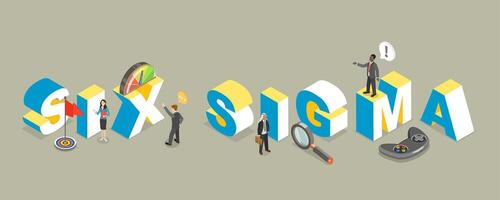 3D Isometric Flat Illustration of Six Sigma, Continuous Improvement Methodology vector