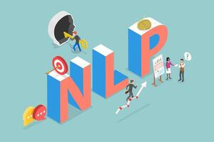 3D Isometric Flat Illustration of NLP, Neuro-linguistic Programming vector