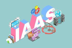 3D Isometric Flat Illustration of IAAS, Infrastructure as a Service, Flexible Cloud Computing Model vector