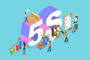 3D Isometric Flat Illustration of 5S Strategy, Kaizen Business Methodology vector