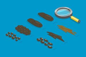 3D Isometric Flat Illustration of Bristol Stool Chart, Faeces Type Images and Description vector