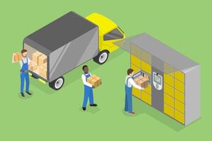 3D Isometric Flat Illustration of Parcel Locker, Smart Self-service vector