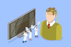 3D Isometric Flat Illustration of Biofeedback , Bodily Functions Control vector